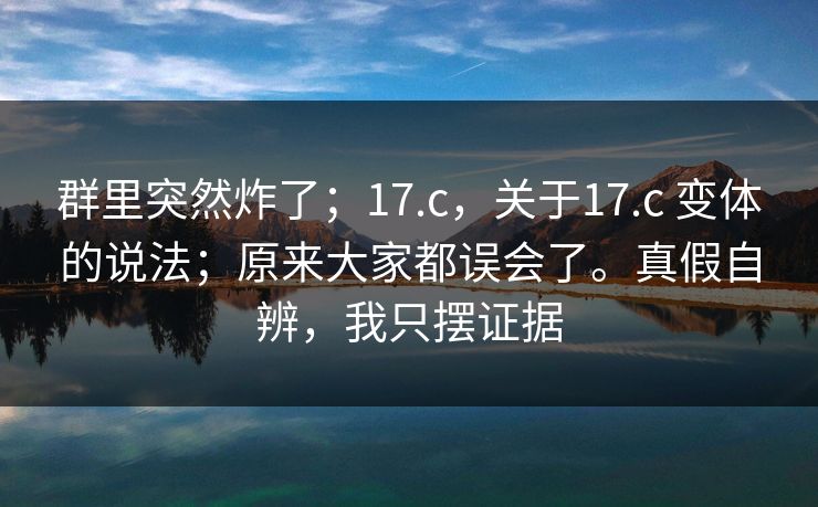 群里突然炸了；17.c，关于17.c 变体的说法；原来大家都误会了。真假自辨，我只摆证据  第1张