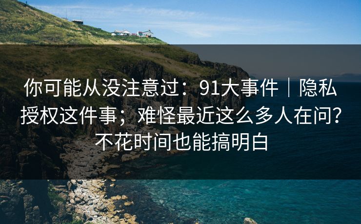 你可能从没注意过：91大事件｜隐私授权这件事；难怪最近这么多人在问？不花时间也能搞明白  第1张